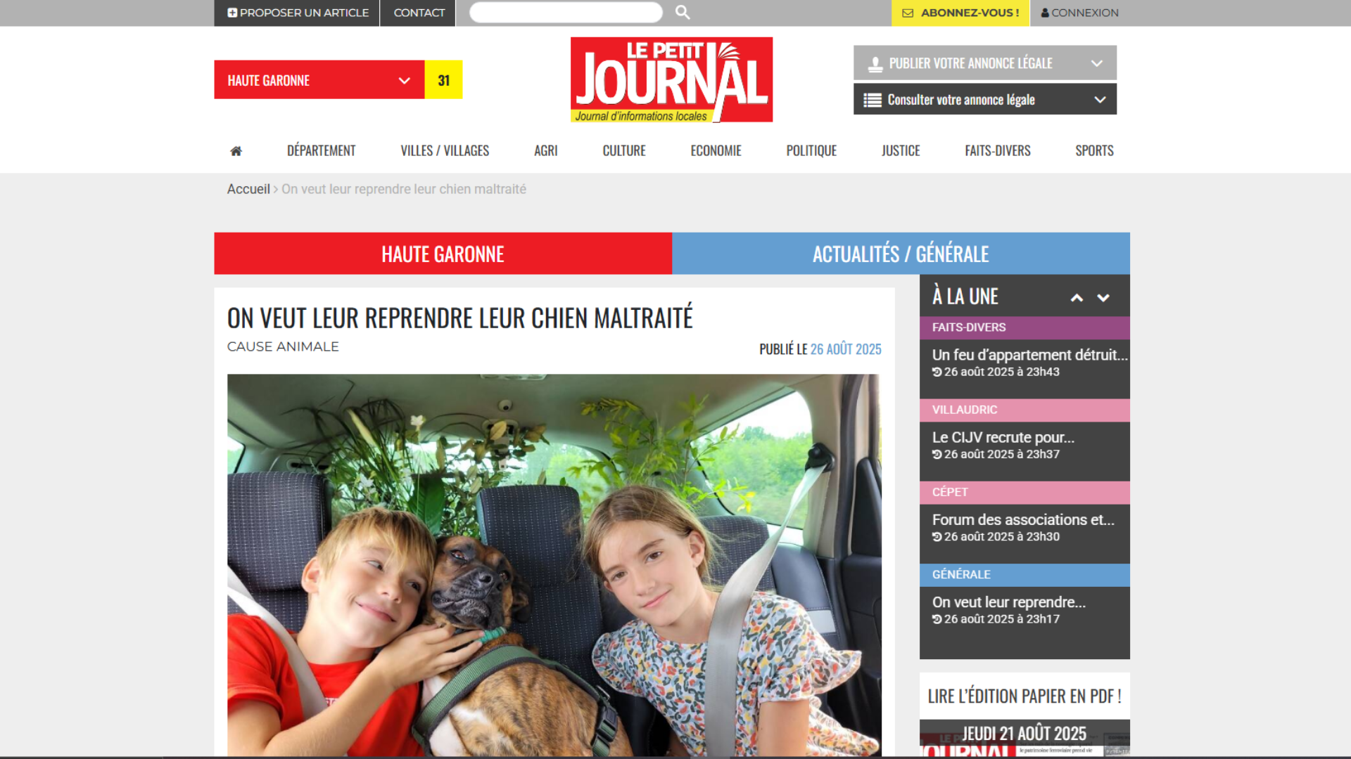 DES ANIMAUX MALTRAITÉS VONT-ILS ÊTRE RENDUS? LE PETIT JOURNAL 27 AOÛT 2025