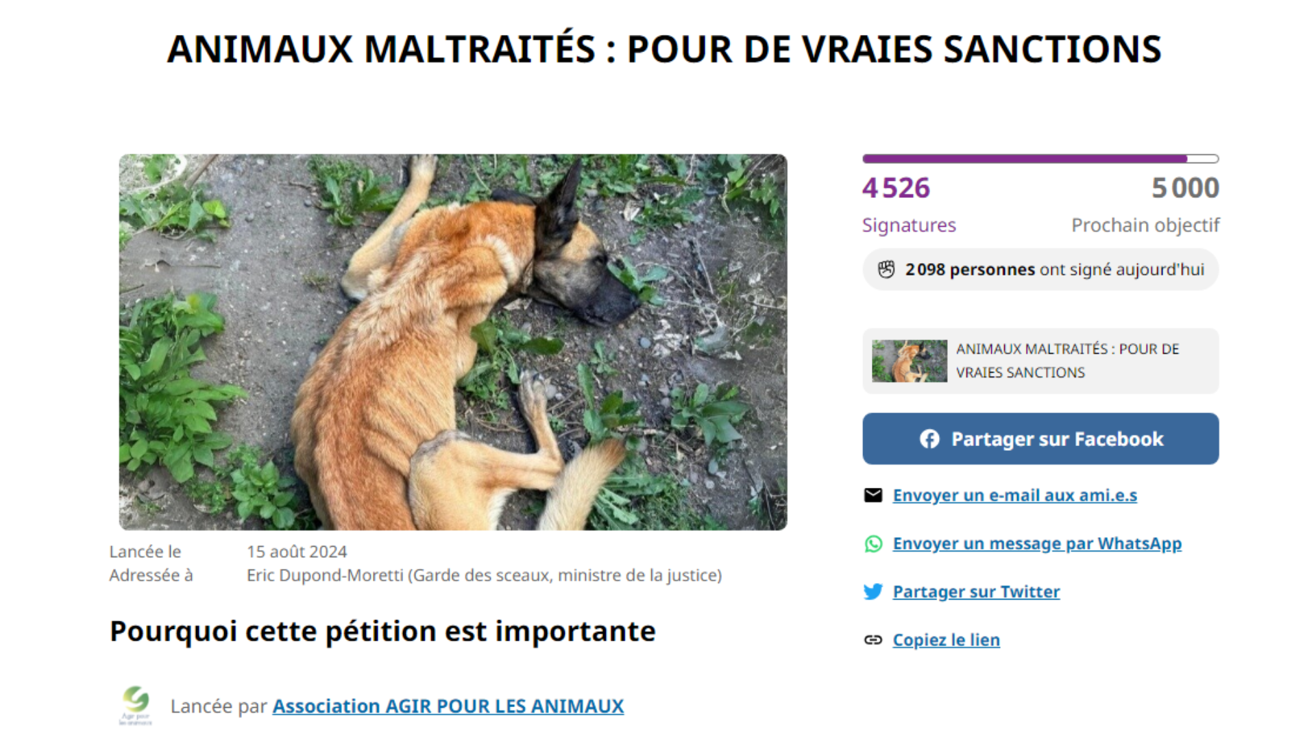 PÉTITION : ANIMAUX MALTRAITÉS, POUR DE VRAIES SANCTIONS